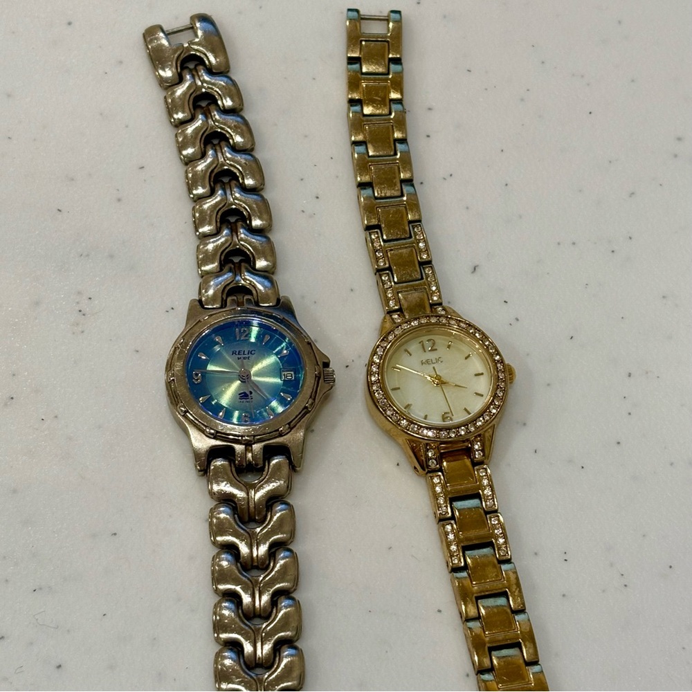 Relic Wet Women Watch Blue Stainless Silver Water Resist 50m Date Quartz + More